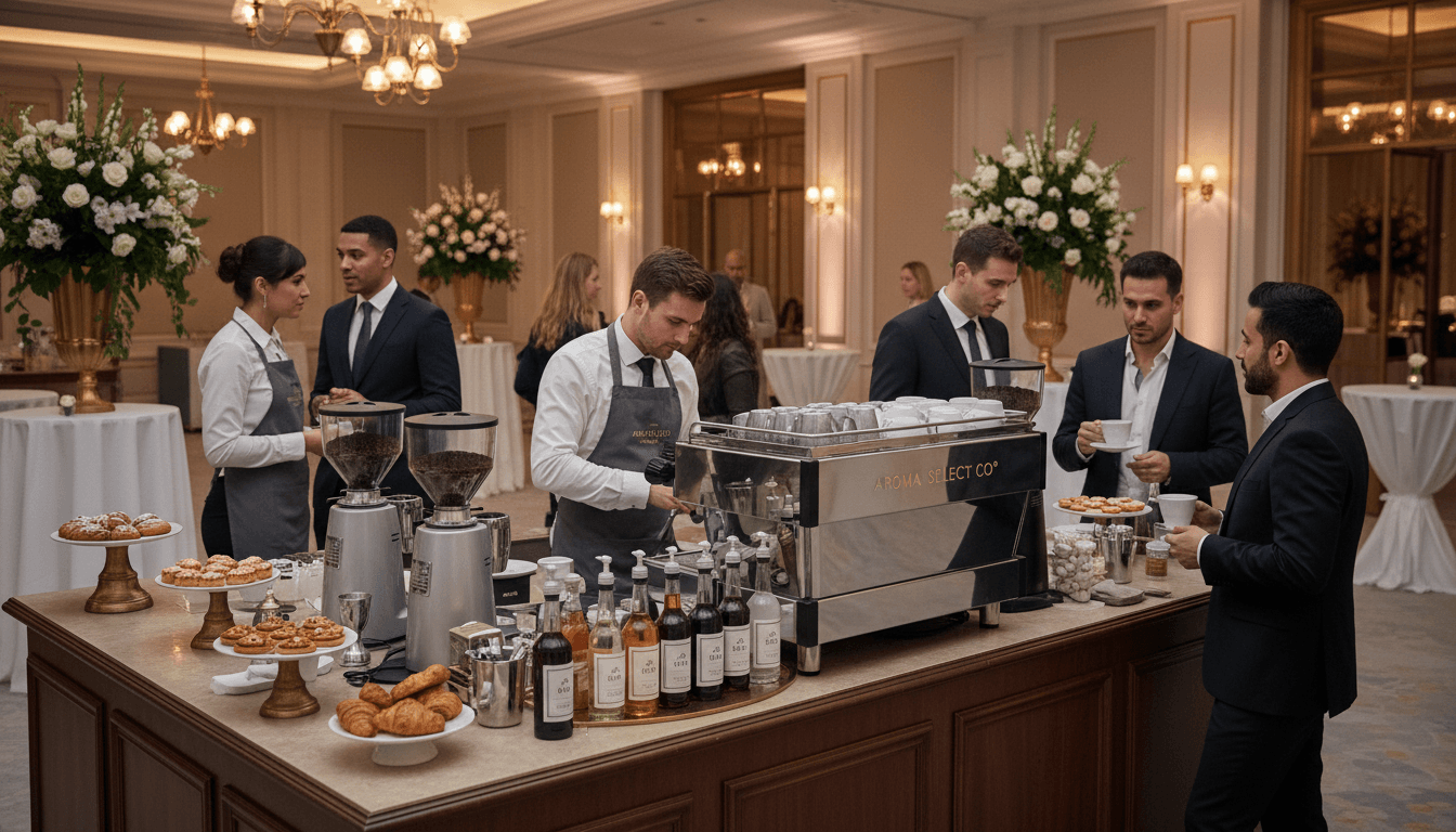 Corporate event catering with coffee and mini bites